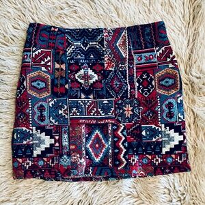 1960s-Style Ethnic Print Women’s Woven Miniskirt